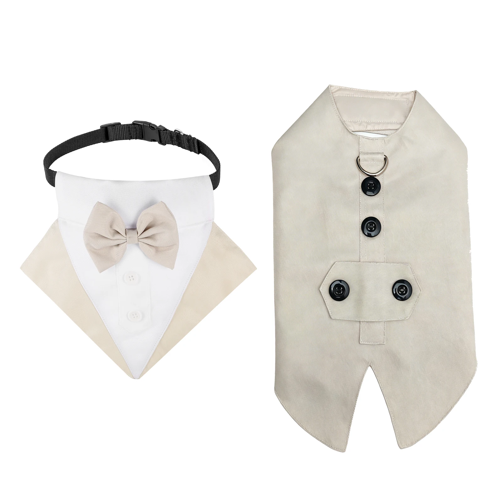 Sucado Formal Dog Tuxedo Suit and Colar Bandana Set, Wedding Party Costume Doggy Prince Bowtie Shirt, Suitable for Engagement We