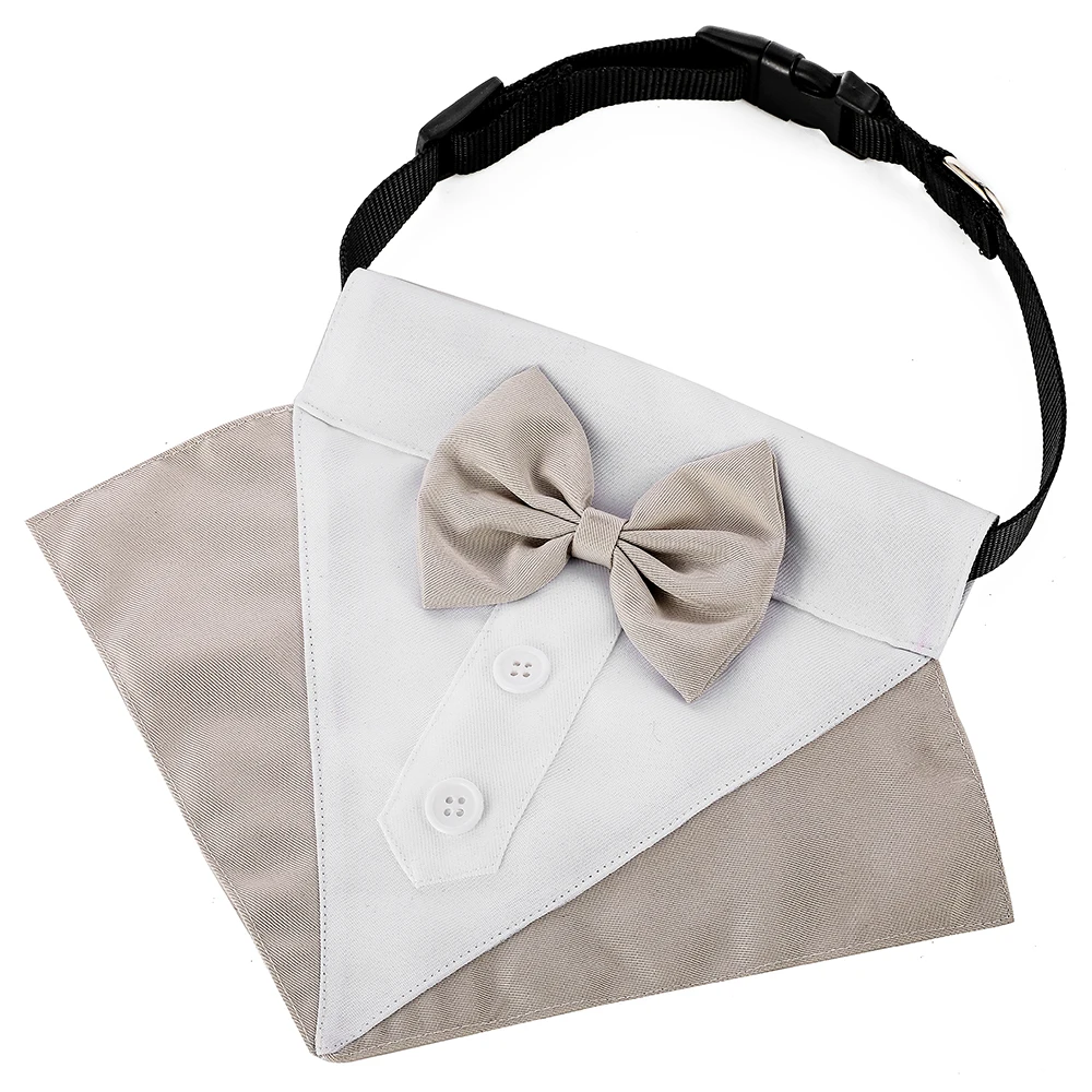 Sucado Formal Dog Tuxedo Suit and Colar Bandana Set, Wedding Party Costume Doggy Prince Bowtie Shirt, Suitable for Engagement We