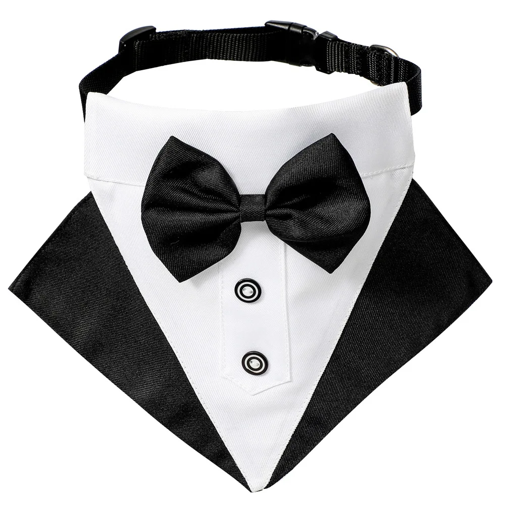 Sucado Formal Dog Tuxedo Suit and Colar Bandana Set, Wedding Party Costume Doggy Prince Bowtie Shirt, Suitable for Engagement We