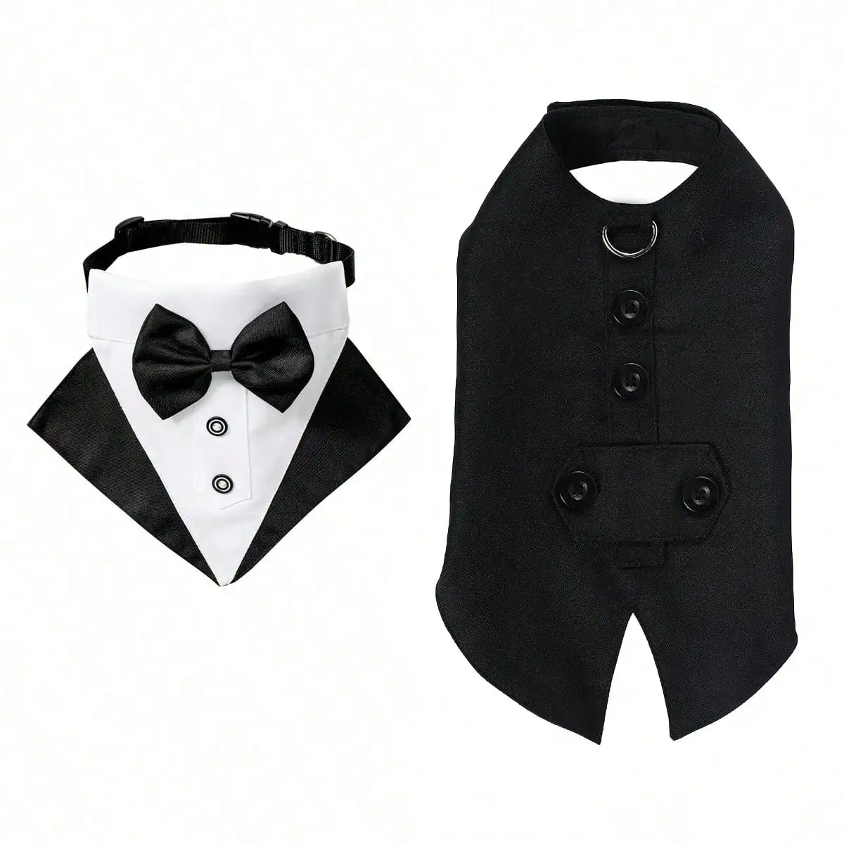 Sucado Formal Dog Tuxedo Suit and Colar Bandana Set, Wedding Party Costume Doggy Prince Bowtie Shirt, Suitable for Engagement We