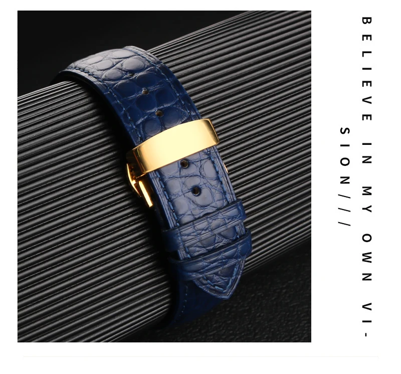 Blue Crocodile leather strap 14mm 15mm 16mm 17mm 18mm 19mm 20mm 21mm 22mm 23mm 24mm For Men's and Women's Brown Black Bracelet