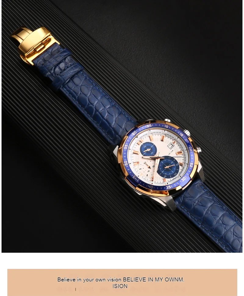 Blue Crocodile leather strap 14mm 15mm 16mm 17mm 18mm 19mm 20mm 21mm 22mm 23mm 24mm For Men's and Women's Brown Black Bracelet