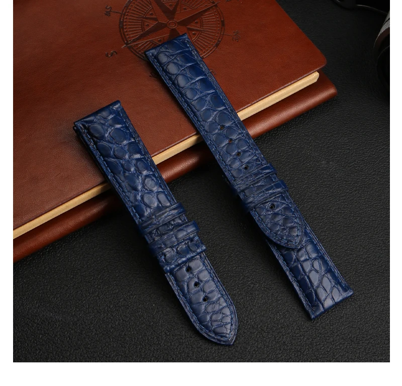 Blue Crocodile leather strap 14mm 15mm 16mm 17mm 18mm 19mm 20mm 21mm 22mm 23mm 24mm For Men's and Women's Brown Black Bracelet