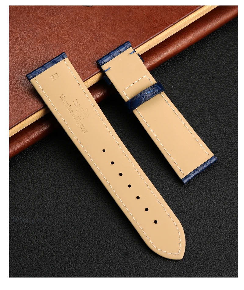 Blue Crocodile leather strap 14mm 15mm 16mm 17mm 18mm 19mm 20mm 21mm 22mm 23mm 24mm For Men's and Women's Brown Black Bracelet