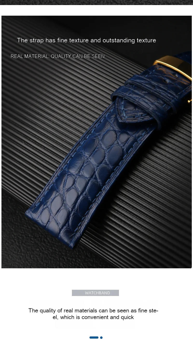 Blue Crocodile leather strap 14mm 15mm 16mm 17mm 18mm 19mm 20mm 21mm 22mm 23mm 24mm For Men's and Women's Brown Black Bracelet