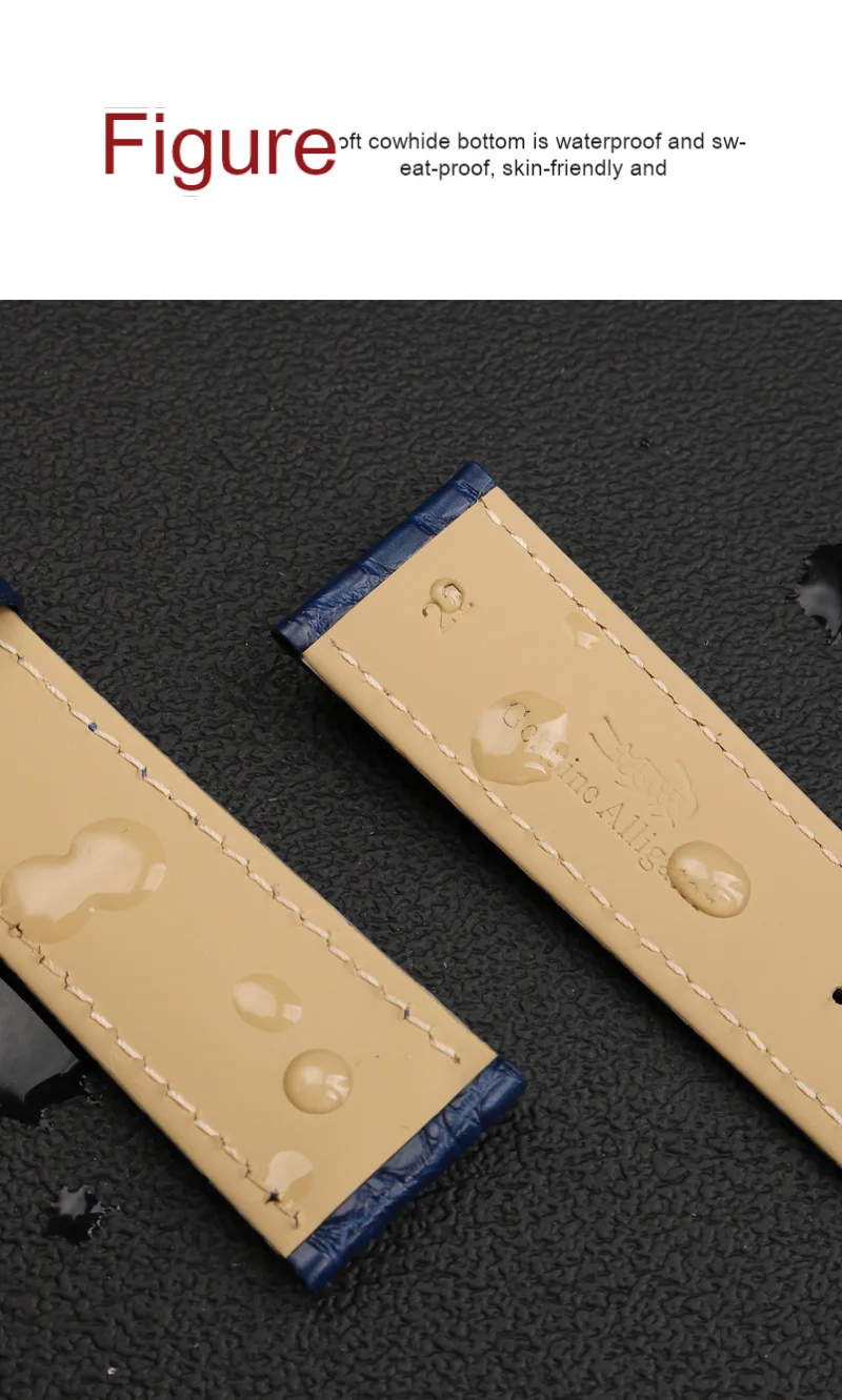 Blue Crocodile leather strap 14mm 15mm 16mm 17mm 18mm 19mm 20mm 21mm 22mm 23mm 24mm For Men's and Women's Brown Black Bracelet