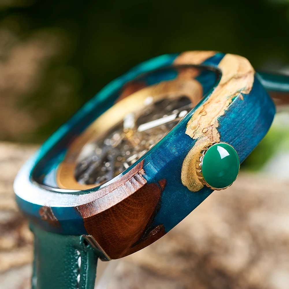 Personalized Men's Mechanical BOBO BIRD Resin Wooden Wristwatch Customized Name Logo Gift for Boyfriend Support Dropshipping