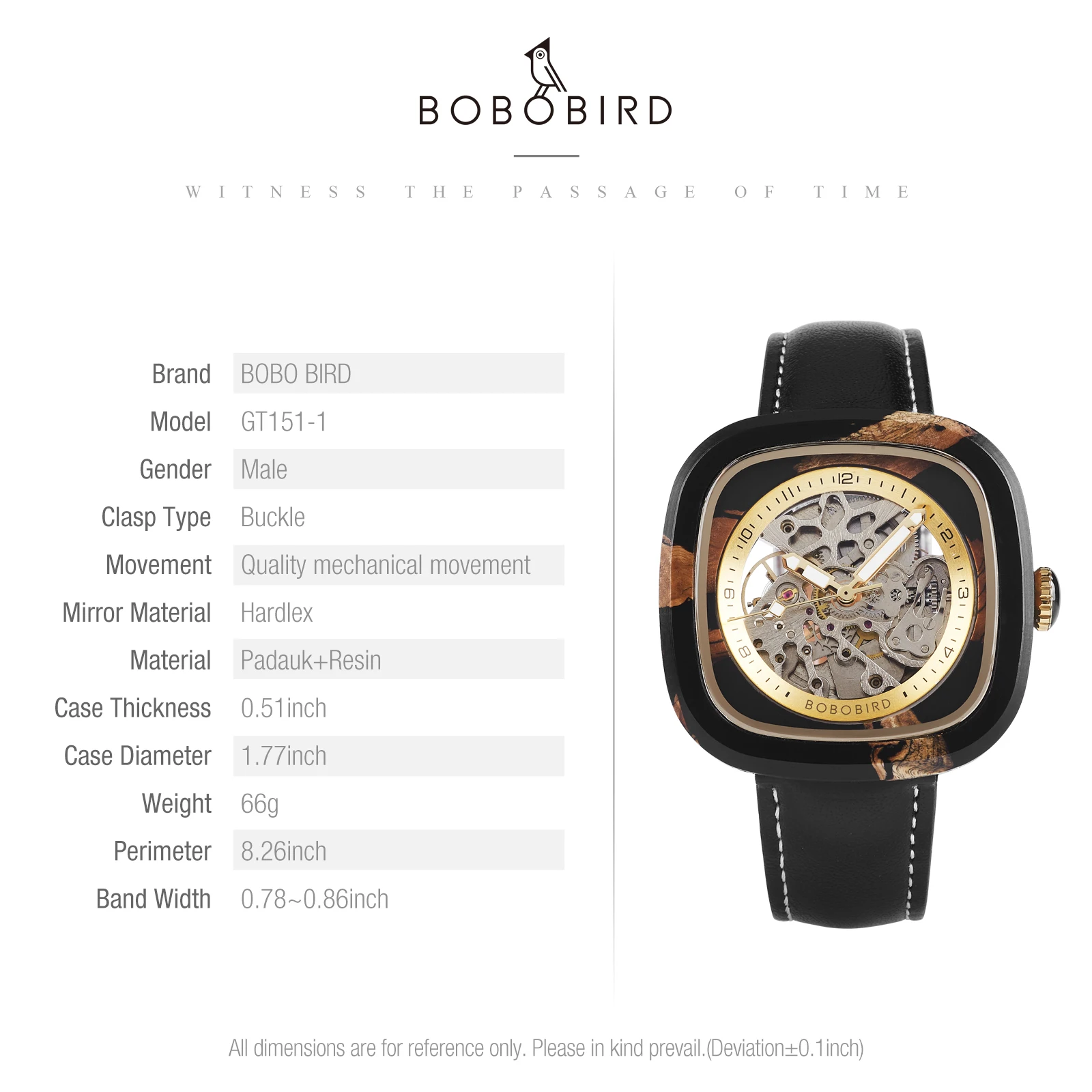 Personalized Men's Mechanical BOBO BIRD Resin Wooden Wristwatch Customized Name Logo Gift for Boyfriend Support Dropshipping