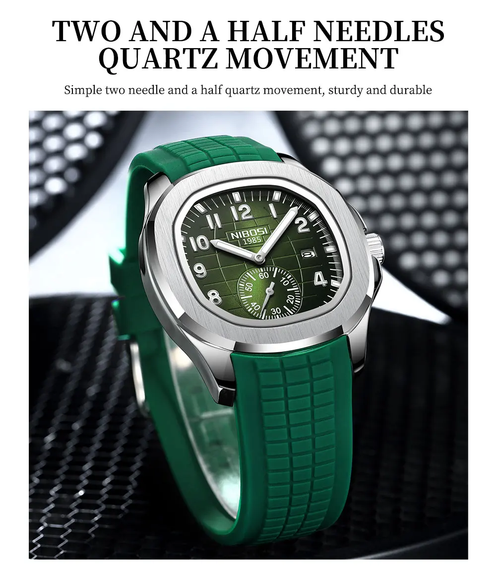 NIBOSI Luxury Square Man Watch Date Waterproof Luminous Men Wristwatch Stainless Steel Men's Quartz Watches Relojos Masculino