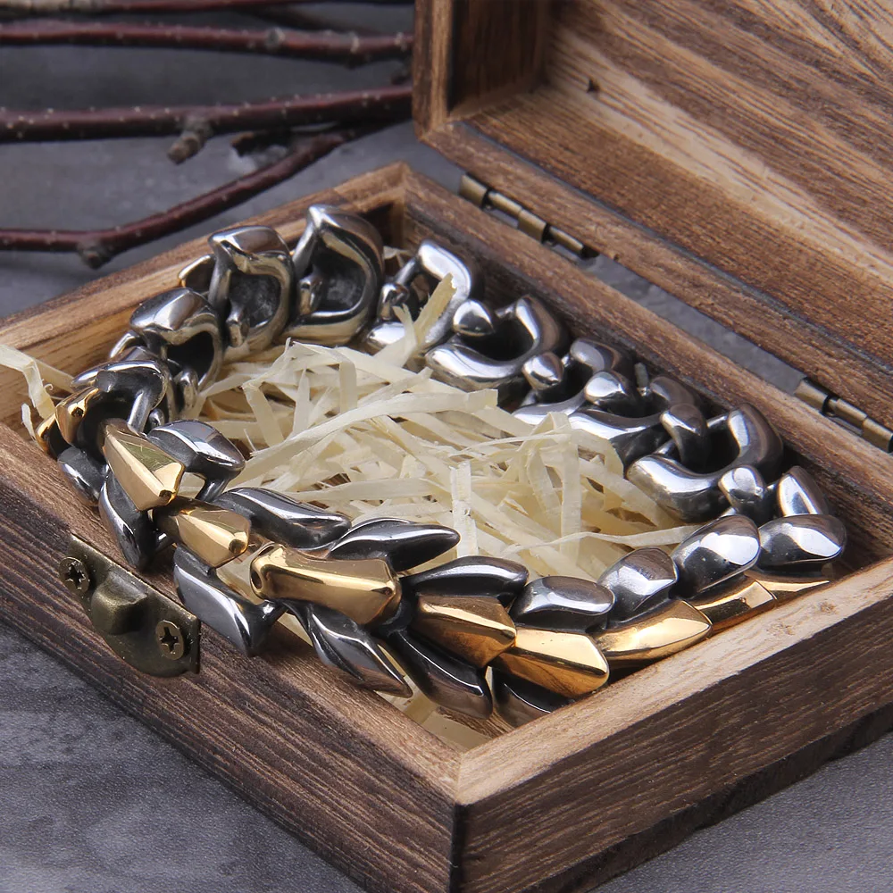 Viking Ouroboros vintage punk bracelet for men stainless steel fashion Jewelry hippop street culture