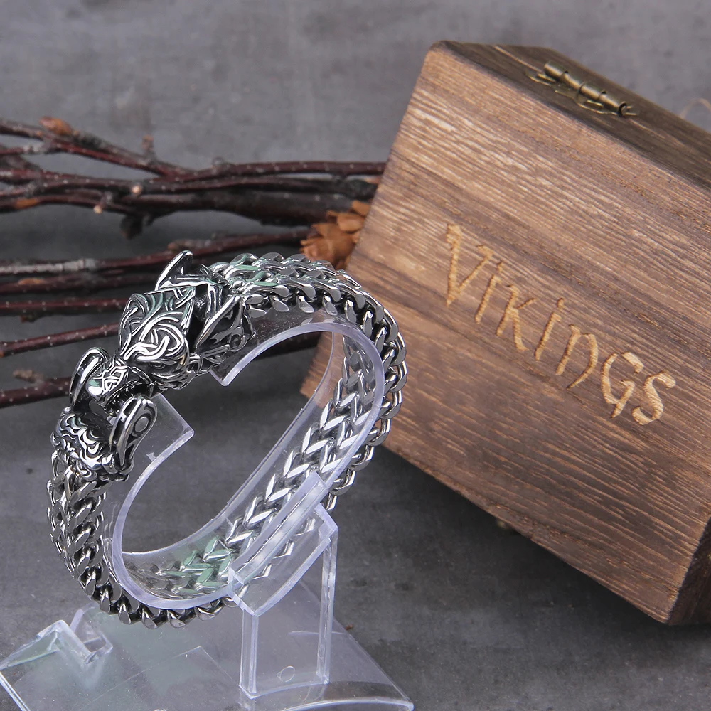 Viking Ouroboros vintage punk bracelet for men stainless steel fashion Jewelry hippop street culture