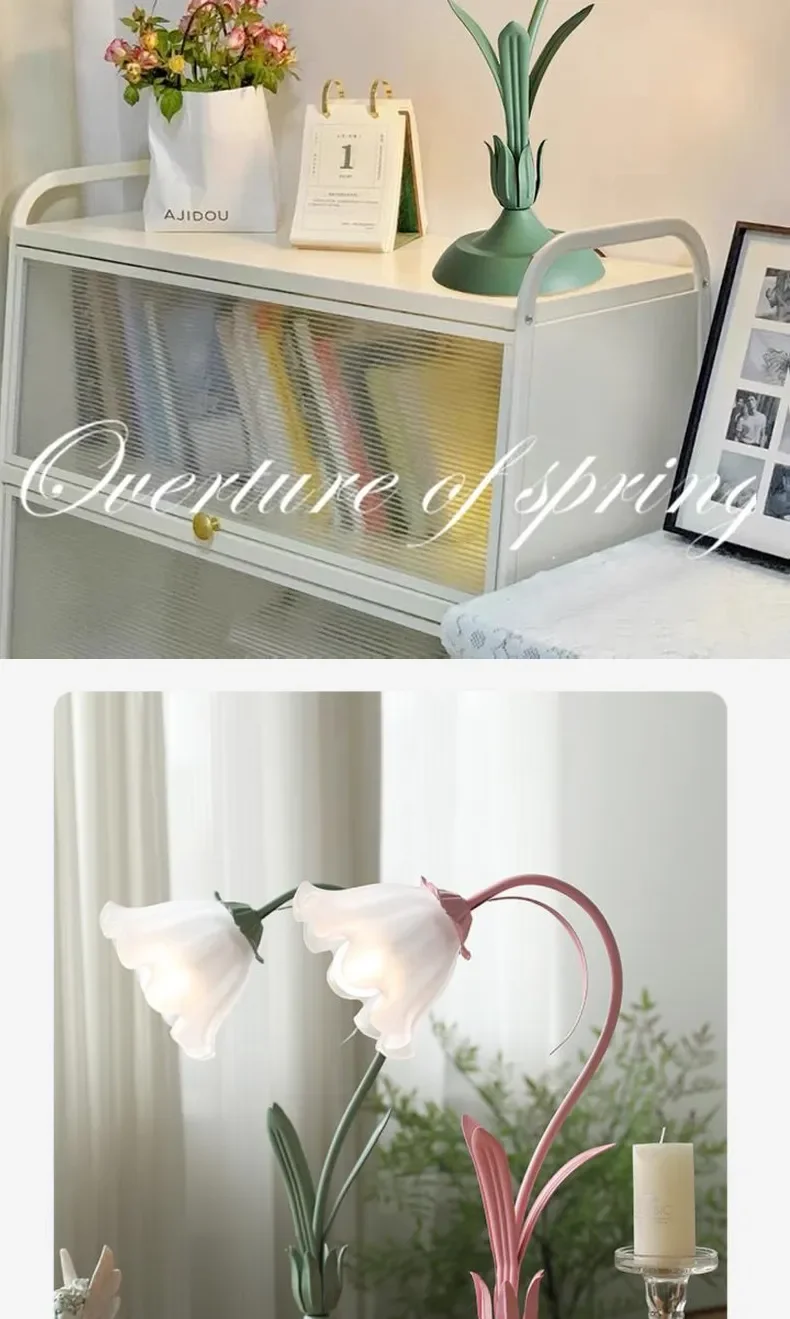 French Romantic Flower Desk Lamp Retro Atmosphere Sense Bedside Table Lights Cream Style Pastoral Country for Home Bedroom