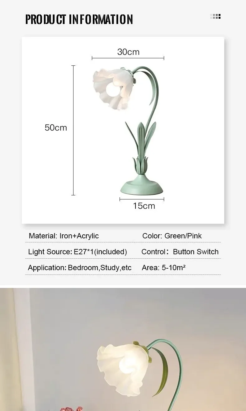 French Romantic Flower Desk Lamp Retro Atmosphere Sense Bedside Table Lights Cream Style Pastoral Country for Home Bedroom