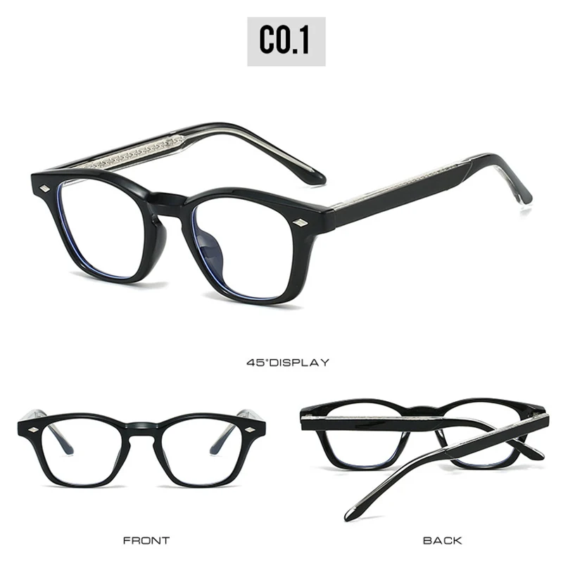 Personality Vintage Spectacles Frame Men Women Ultralight TR90 Square Rivet Frame Anti Blue Light Optical Eyeglasses