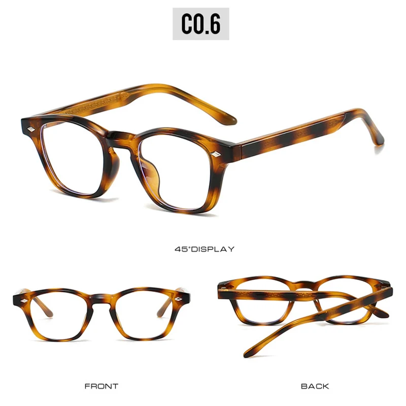 Personality Vintage Spectacles Frame Men Women Ultralight TR90 Square Rivet Frame Anti Blue Light Optical Eyeglasses