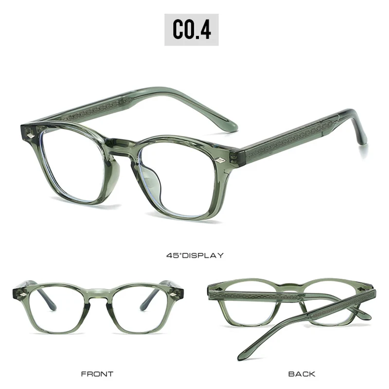 Personality Vintage Spectacles Frame Men Women Ultralight TR90 Square Rivet Frame Anti Blue Light Optical Eyeglasses
