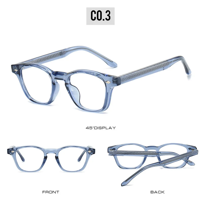 Personality Vintage Spectacles Frame Men Women Ultralight TR90 Square Rivet Frame Anti Blue Light Optical Eyeglasses