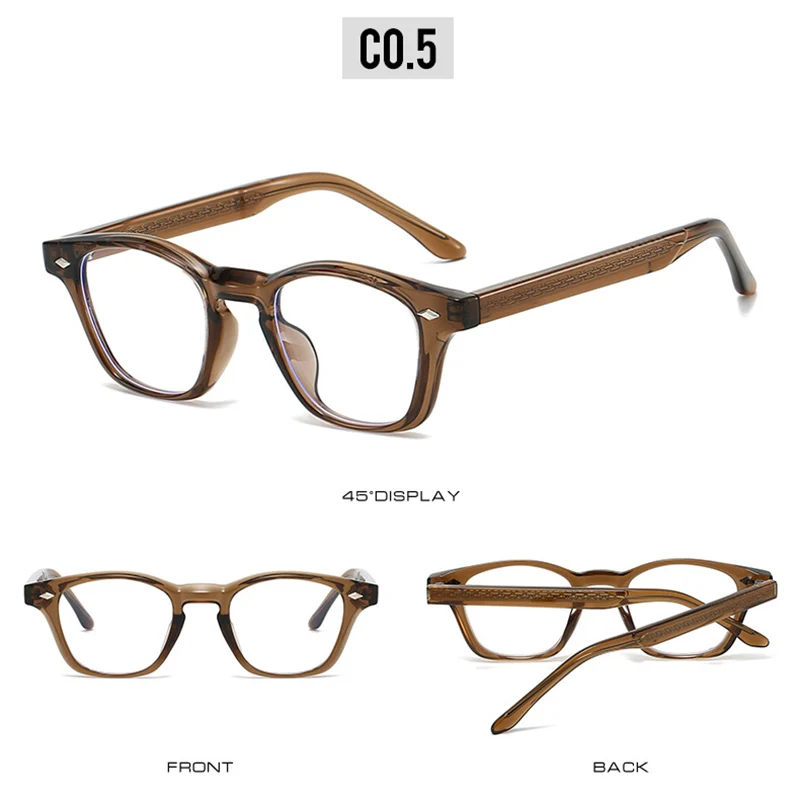 Personality Vintage Spectacles Frame Men Women Ultralight TR90 Square Rivet Frame Anti Blue Light Optical Eyeglasses