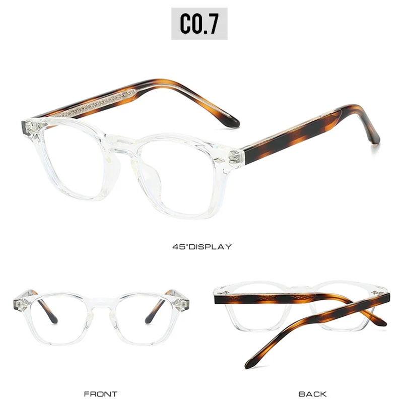 Personality Vintage Spectacles Frame Men Women Ultralight TR90 Square Rivet Frame Anti Blue Light Optical Eyeglasses