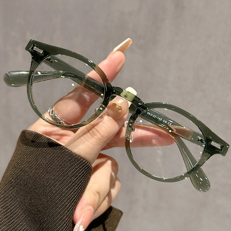 Fashion Simple Glasses Frame Men Women Ultralight TR90 Round Frame Transparent Lens Decoration Optical Eyeglasses