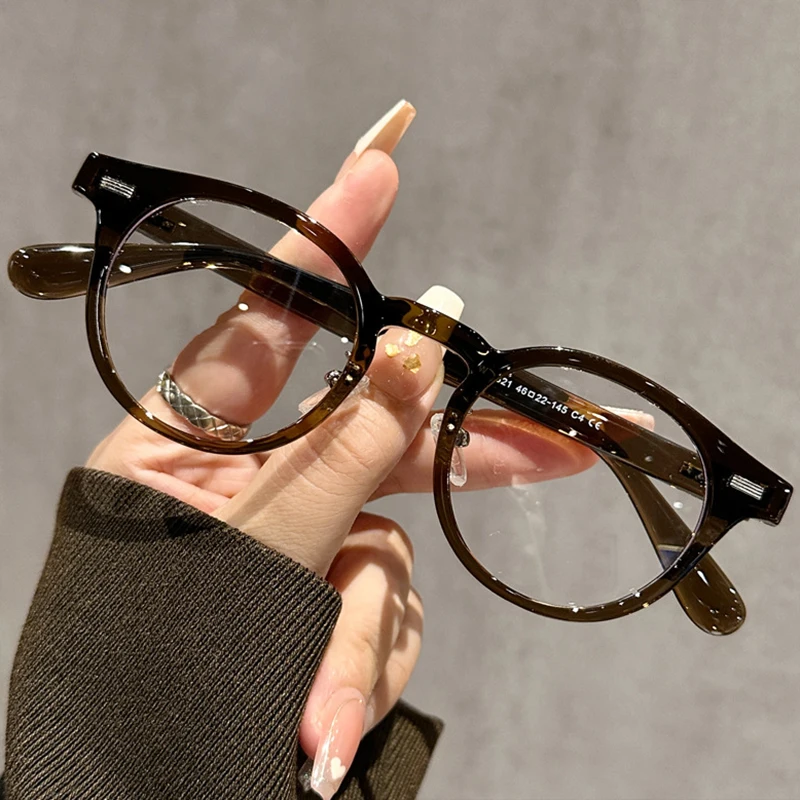Fashion Simple Glasses Frame Men Women Ultralight TR90 Round Frame Transparent Lens Decoration Optical Eyeglasses