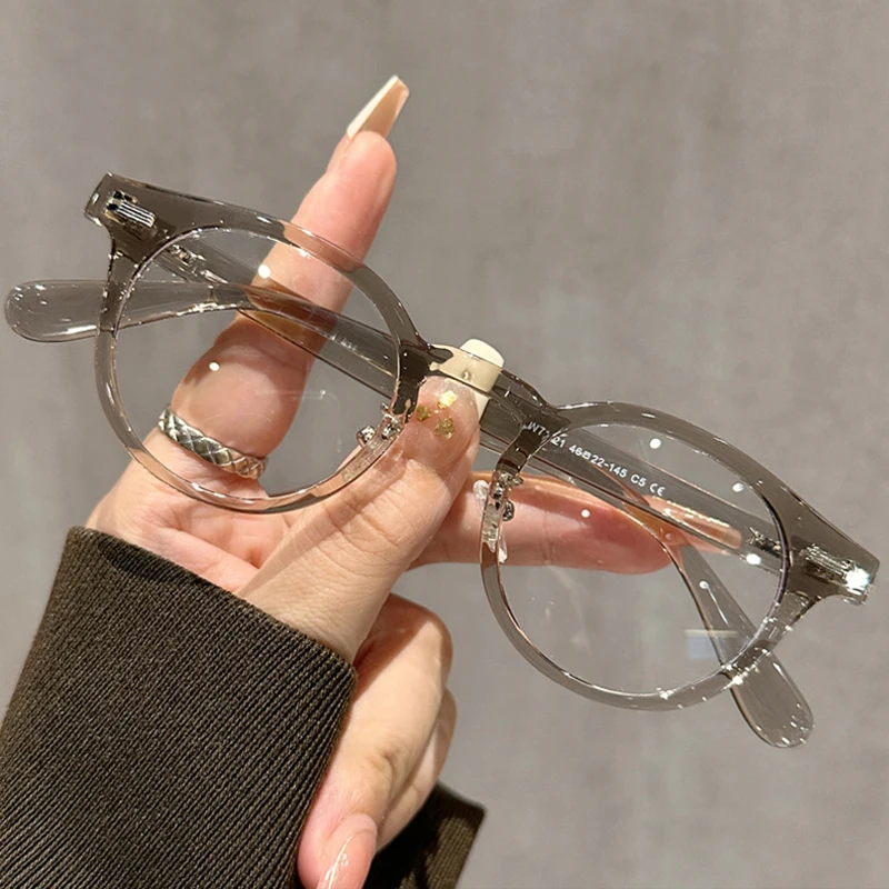 Fashion Simple Glasses Frame Men Women Ultralight TR90 Round Frame Transparent Lens Decoration Optical Eyeglasses