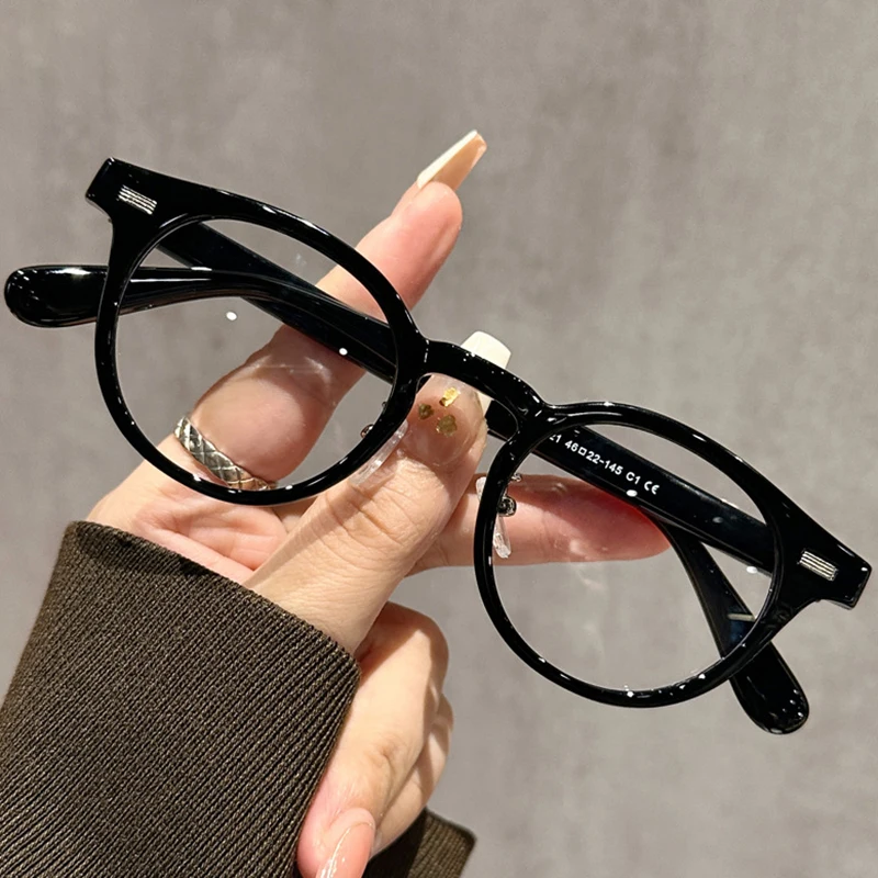 Fashion Simple Glasses Frame Men Women Ultralight TR90 Round Frame Transparent Lens Decoration Optical Eyeglasses