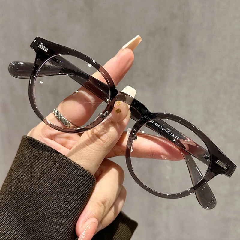 Fashion Simple Glasses Frame Men Women Ultralight TR90 Round Frame Transparent Lens Decoration Optical Eyeglasses