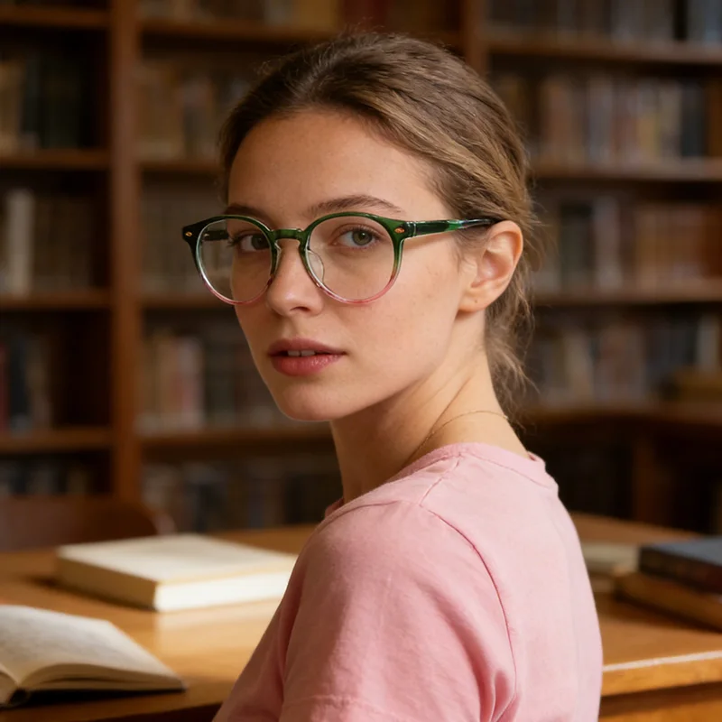 Fashion Colorful Spectacles Frame Male Female TR90 Rivet Round Frame Computer Blue Light Blocking Lens Optical Eyeglasses