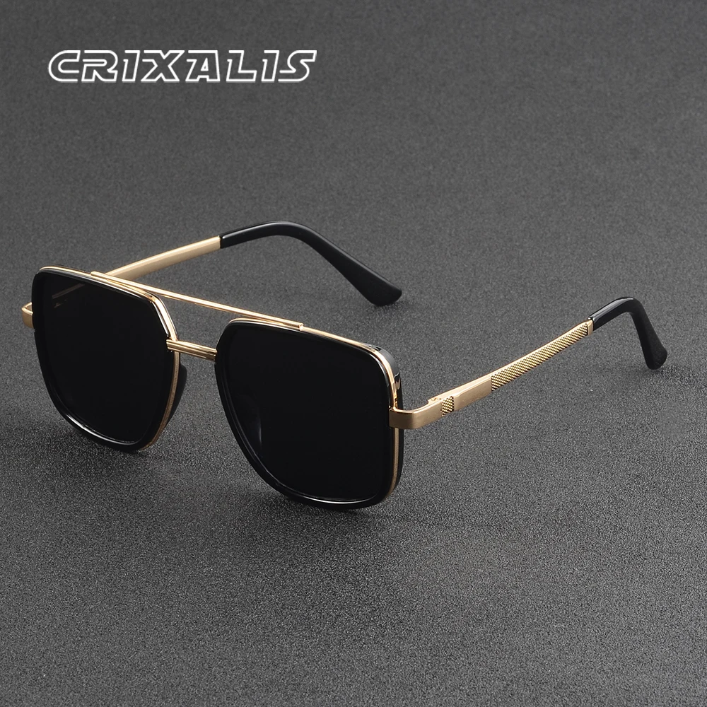 CRIXALIS Polarized Sunglasses For Men Classic Vintage Metal Frame Driving Pilot Fishing Anti-reflective Sun Glasses Shade UV400