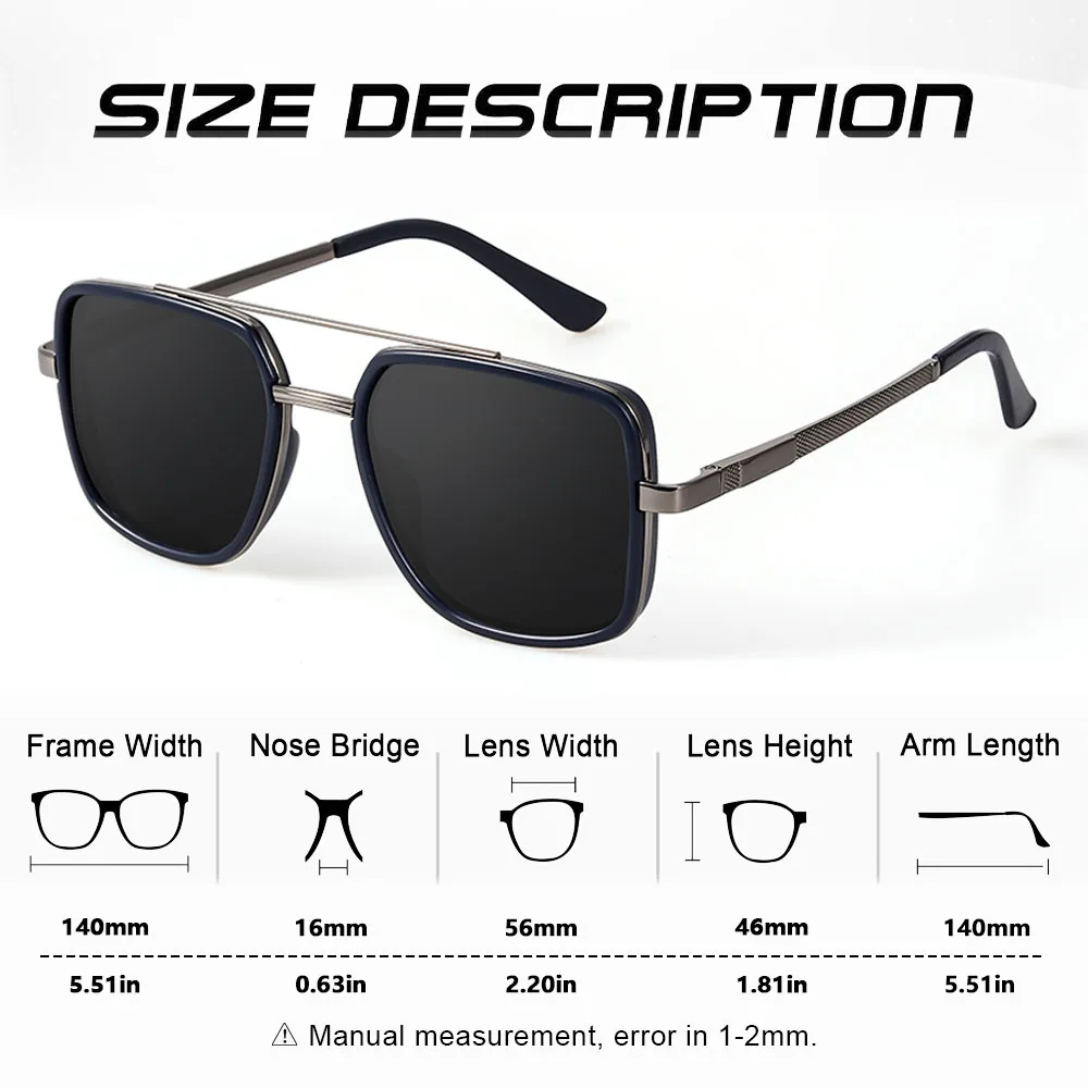 CRIXALIS Polarized Sunglasses For Men Classic Vintage Metal Frame Driving Pilot Fishing Anti-reflective Sun Glasses Shade UV400