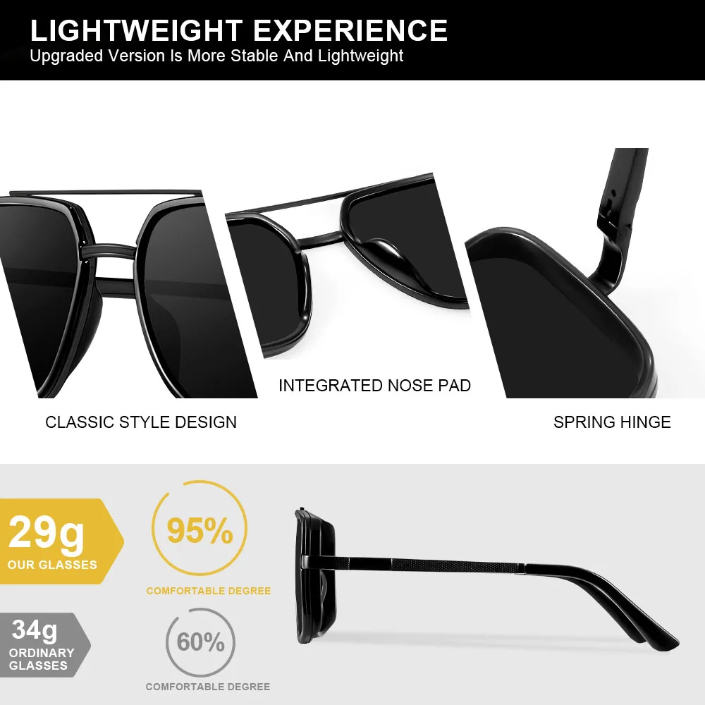 CRIXALIS Polarized Sunglasses For Men Classic Vintage Metal Frame Driving Pilot Fishing Anti-reflective Sun Glasses Shade UV400