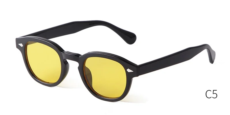 Vintage Fashion Shell Round Sunglasses Women Men 2024 Brand Design Retro Rivet Yellow Blue Lens Square Sun Glasses Female UV400