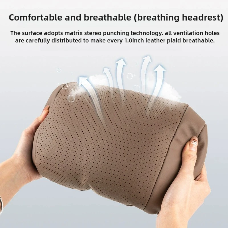 Luxury Nappa Leather Car Seat Headrest Universal Car Interior Seat Protect Neck Pillow Soft and Fluffy, Suitable for All Seasons