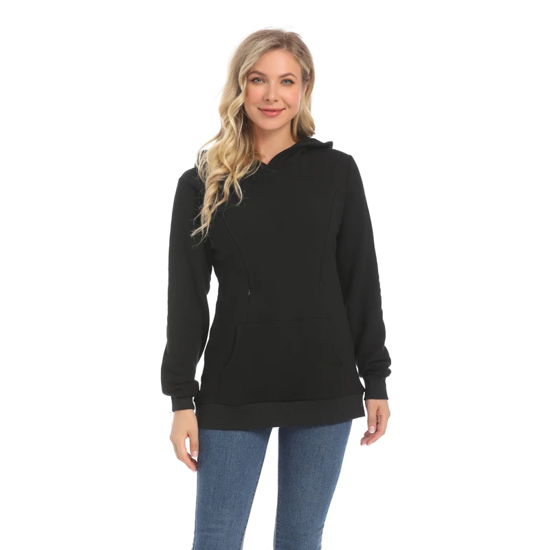 Maternity Hoodied Sweater Winter Thermal Fabric Long Sleeve Breastfeeding Jumpers Nursing Wear Lactation Clothes