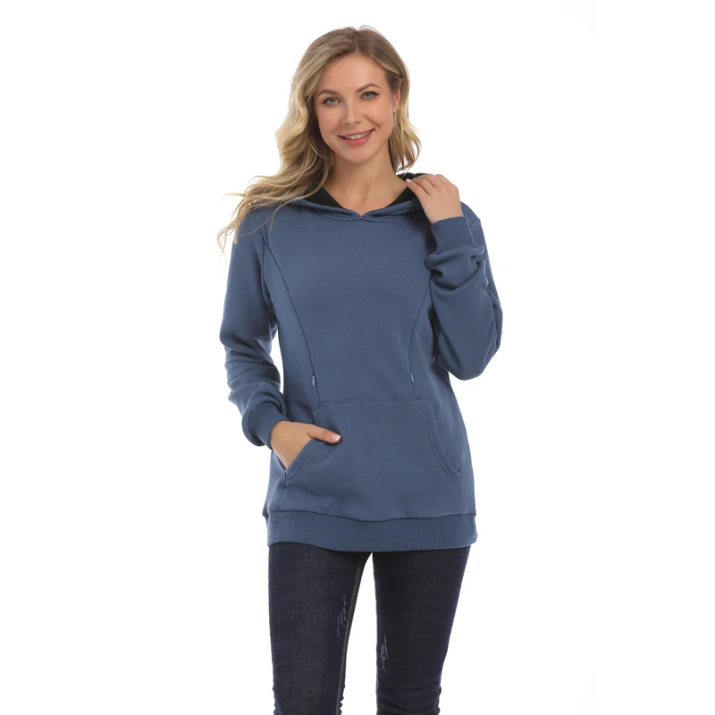 Maternity Hoodied Sweater Winter Thermal Fabric Long Sleeve Breastfeeding Jumpers Nursing Wear Lactation Clothes