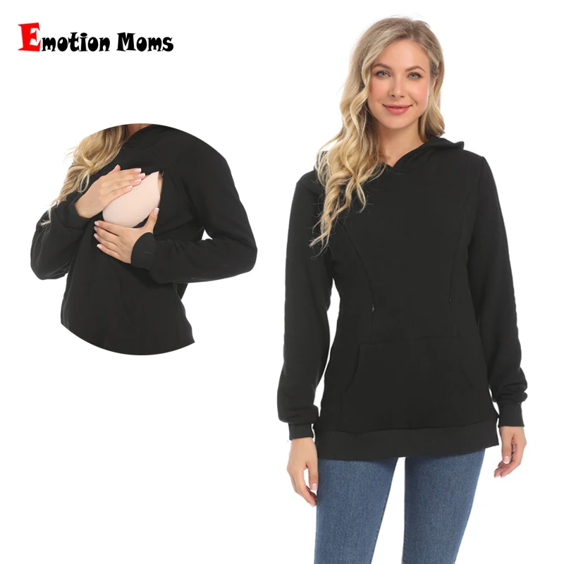 Maternity Hoodied Sweater Winter Thermal Fabric Long Sleeve Breastfeeding Jumpers Nursing Wear Lactation Clothes