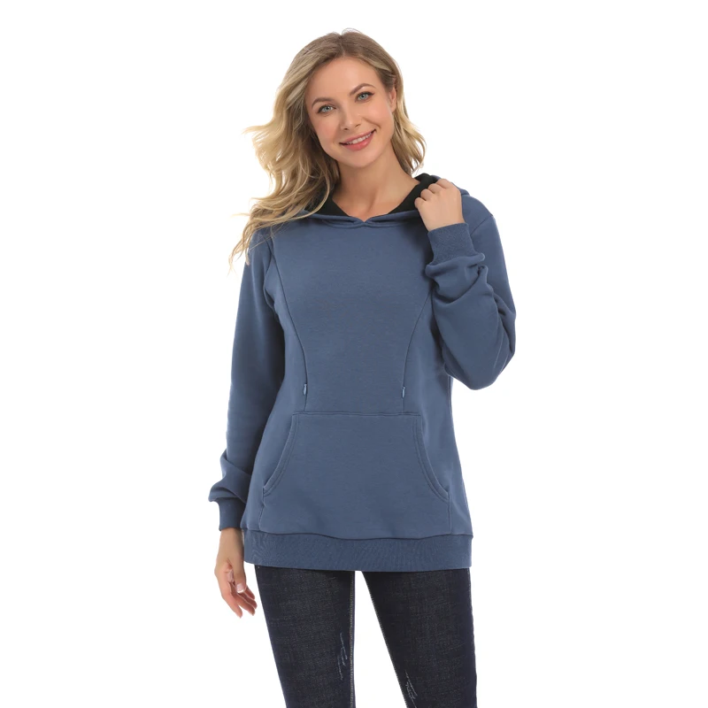 Maternity Hoodied Sweater Winter Thermal Fabric Long Sleeve Breastfeeding Jumpers Nursing Wear Lactation Clothes