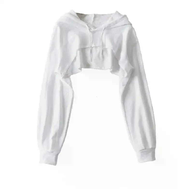 Hoodie Female Hoodie Personality Irregular Crop Ultra Short Style Long Sleeve Top Female Drop Shipping Sweatshirt Y2k Clothes
