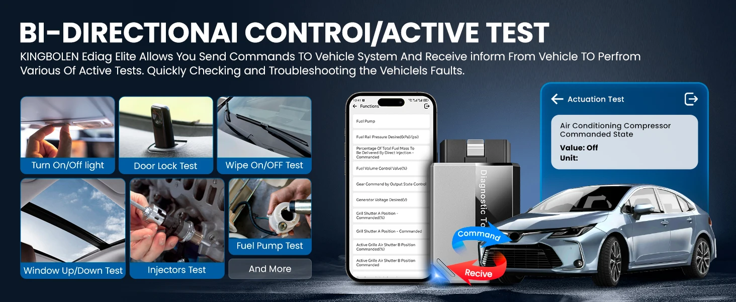 [2026 NEW] KINGBOLEN Ediag Elite Bi-Directional Scanner with Lifetime Free Update &15 Resets Car Diagnostic Tool pk Thinkdiag