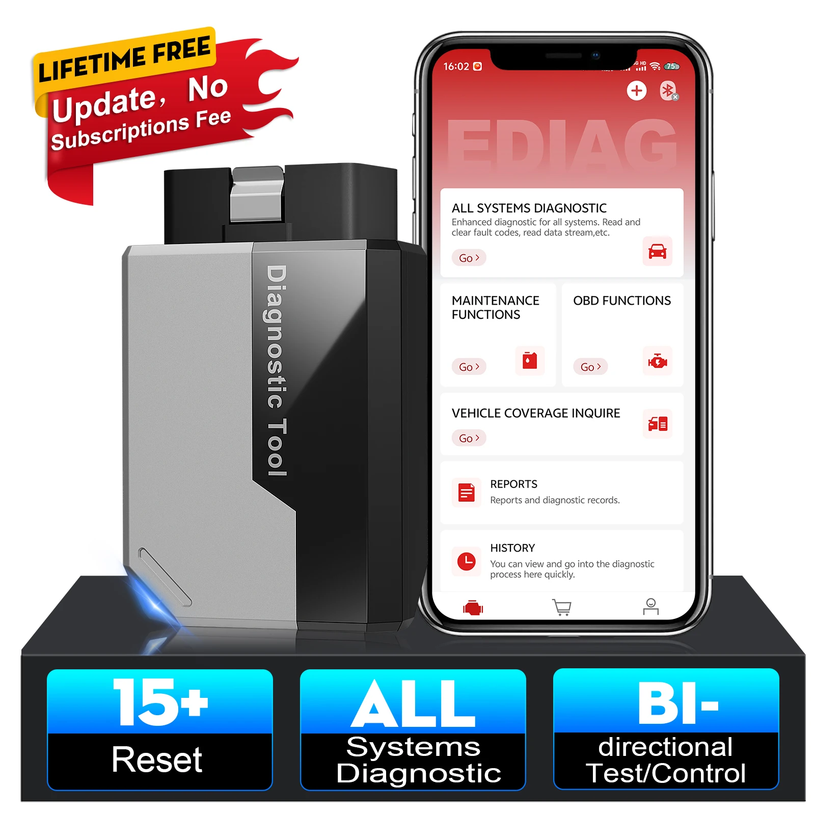 2026 New KINGBOLEN Ediag Elite Lifetime Free Car Diagnostic Tools All System 15 Resets Bi-directional CAN FD Auto OBD2 Scanner