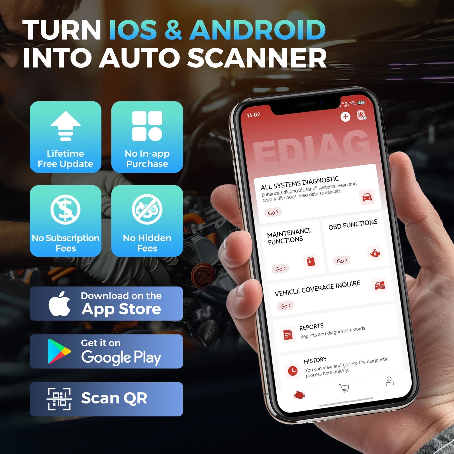 2026 New KINGBOLEN Ediag Elite Lifetime Free Car Diagnostic Tools All System 15 Resets Bi-directional CAN FD Auto OBD2 Scanner