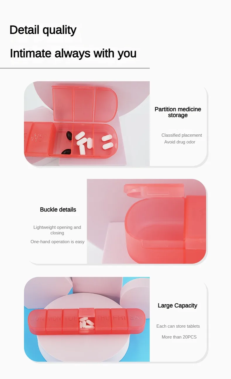 Weekly Medicine Pill's Box Pill Case Drug Dispense Mini Portable Pills Organizer Case 7 Grids PillBox Tablet Storage Container