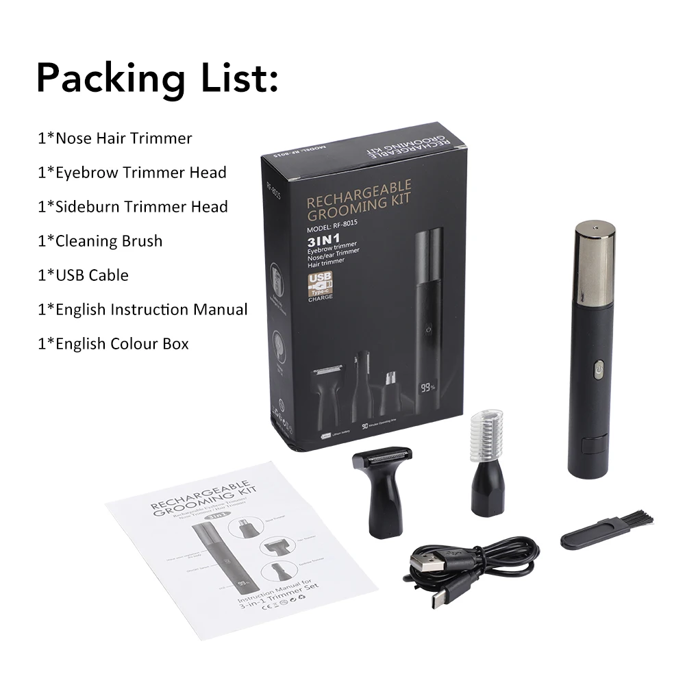 3 in 1 Mini Pocket Nose Hair Trimmer Painless Clipper Nose Ears Hair Eyebrow Waterproof Portable Trimmer For Men Women