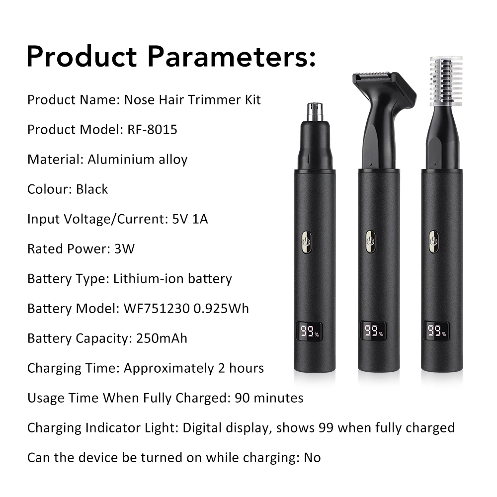 3 in 1 Mini Pocket Nose Hair Trimmer Painless Clipper Nose Ears Hair Eyebrow Waterproof Portable Trimmer For Men Women
