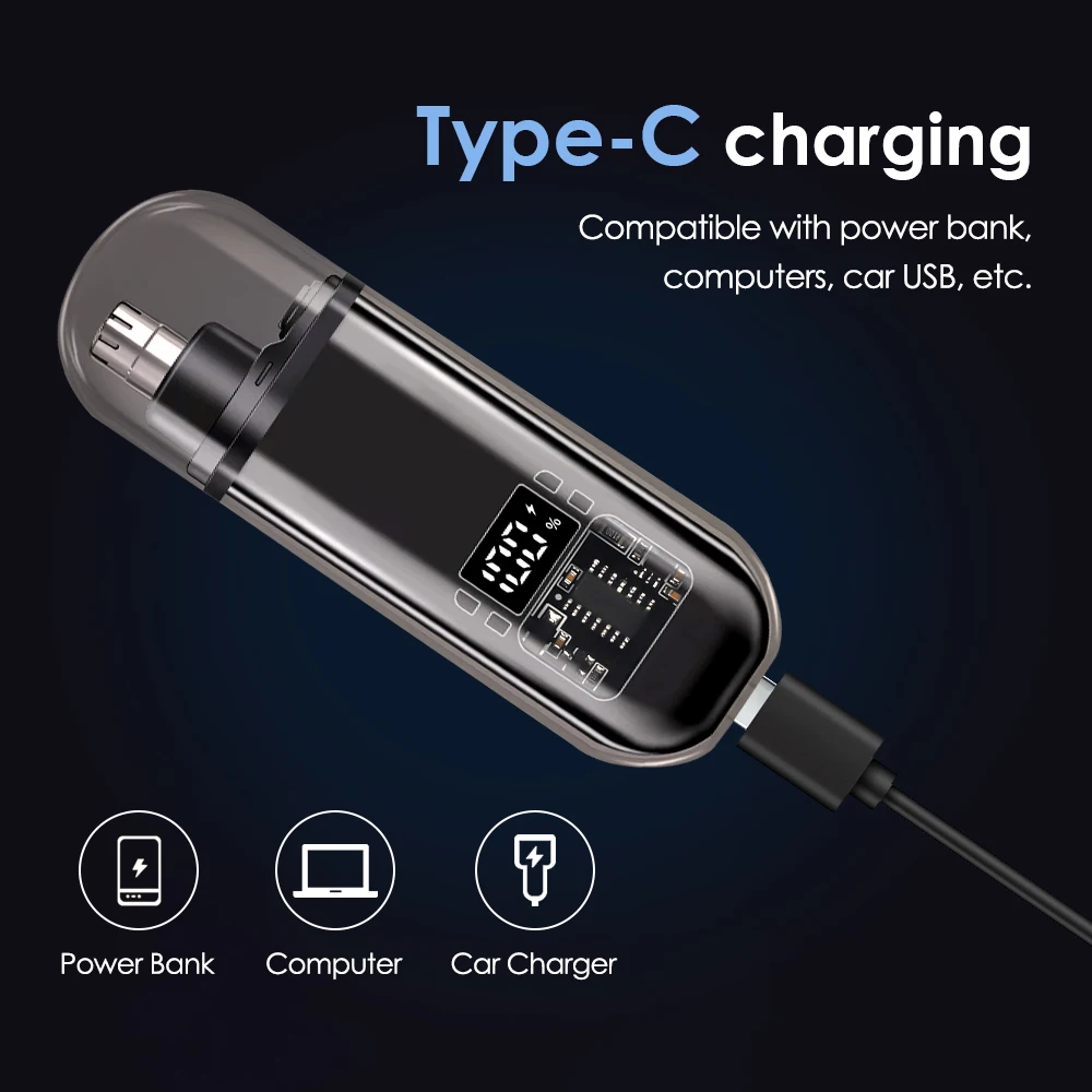 3 in 1 Mini Pocket Nose Hair Trimmer Painless Clipper Nose Ears Hair Eyebrow Waterproof Portable Trimmer For Men Women