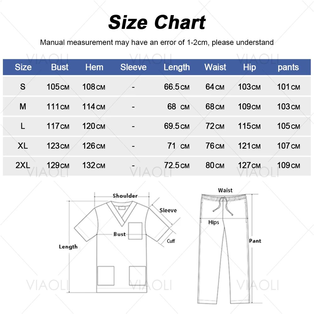 Scrubs Uniforms Sets Medical Nursing Hospital Working Clothes Solid Color Surgical Gowns Breathable Scrub Top Joggers Pants Suit