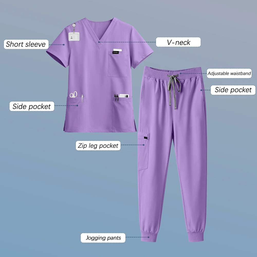 High Quality Clinical Pharmacy Beauty Salon Spa Top+Pants Hospital Surgical Uniform Woman Men Medical Nursing Scrub Uniforms Set