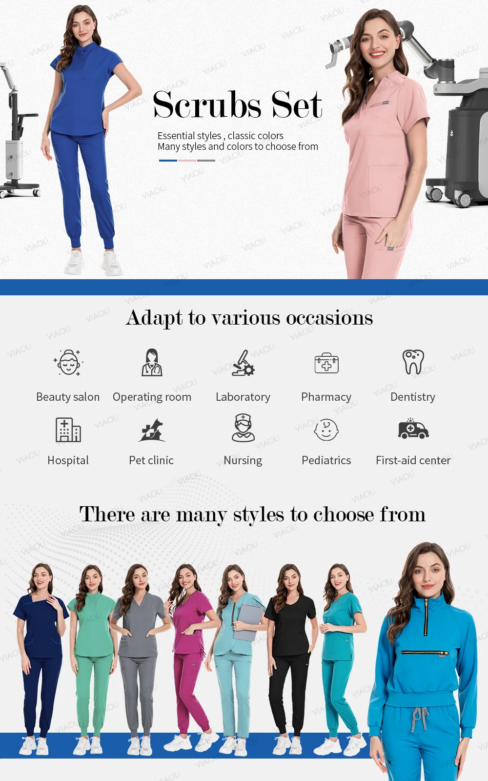 High Quality Clinical Pharmacy Beauty Salon Spa Top+Pants Hospital Surgical Uniform Woman Men Medical Nursing Scrub Uniforms Set
