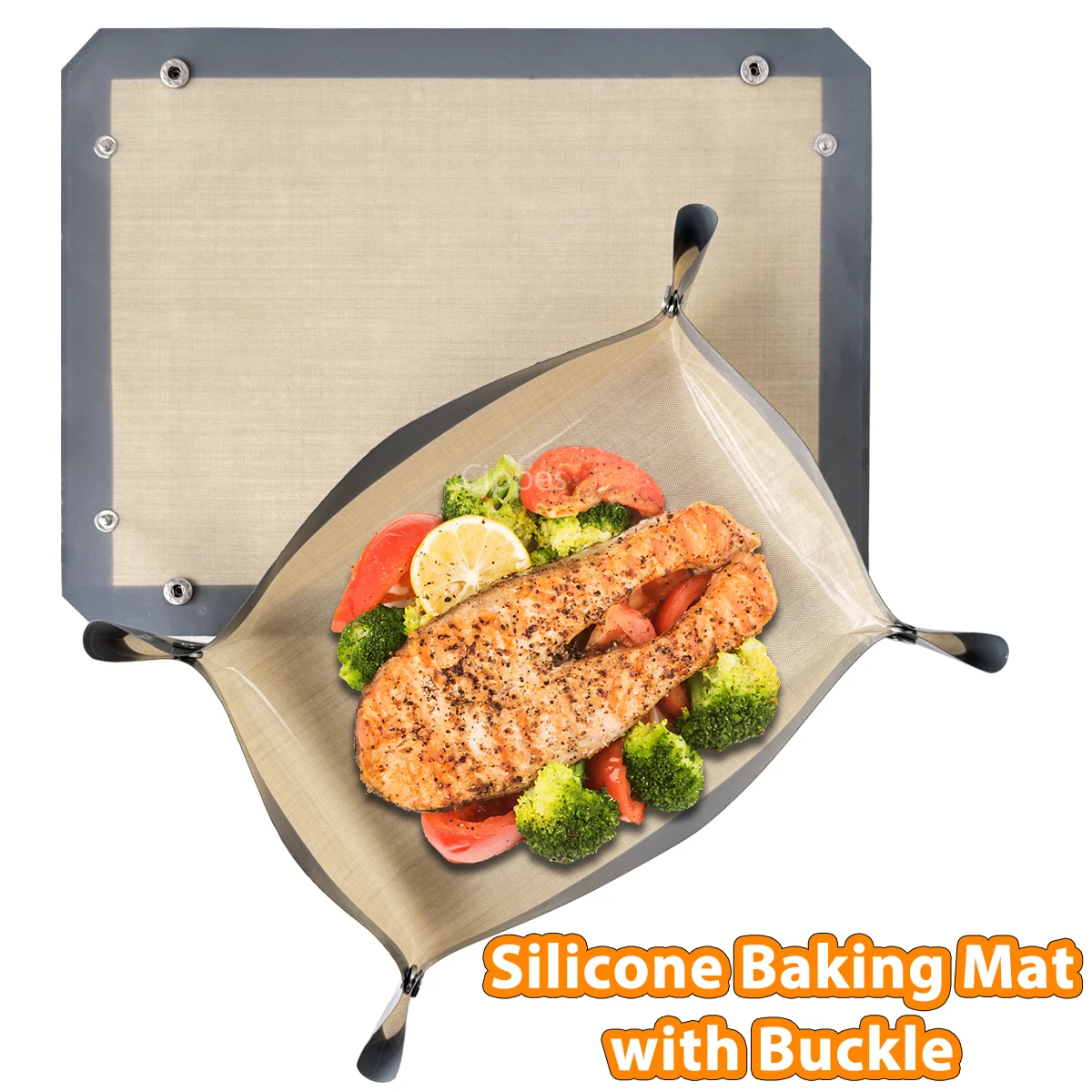 1PC Silicone Fiber Baking Mat with Buckle, Reusable Corners Snap Together to Form Leakproof & Non Stick Baking Tray, Oven Liner